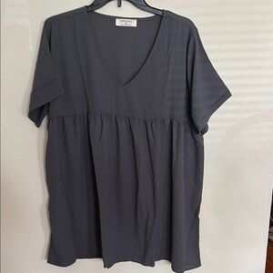 Zenana Outfitters Charcoal V-Neck Blouse